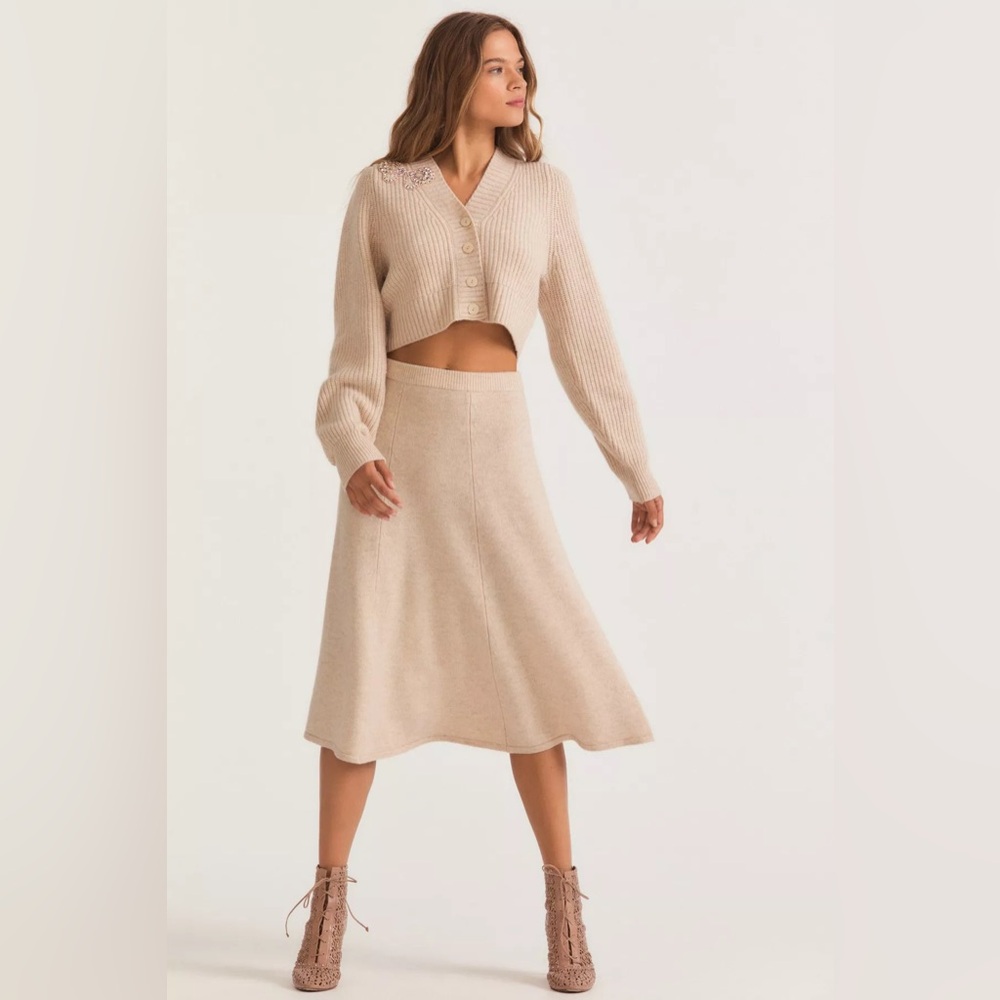 Loveshackfancy Hardin midi cream skirt large